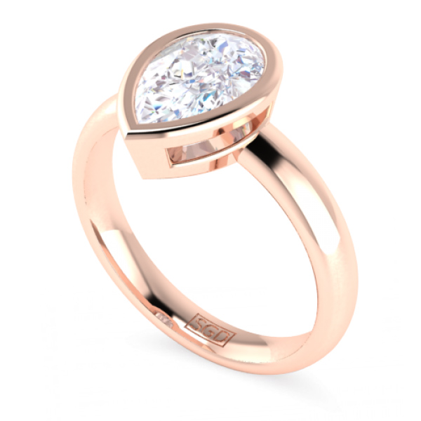 Pear cut engagement ring in rose gold