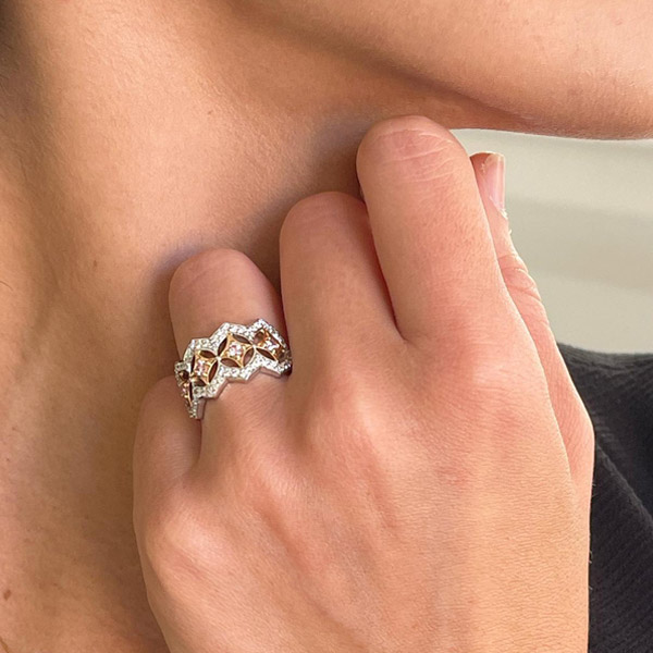 Art Deco Style Pink Diamond Dress Ring