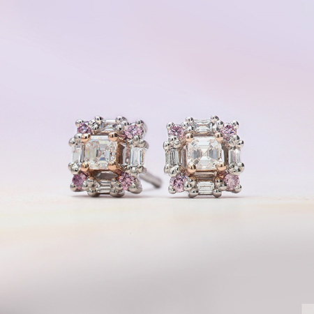 Baguette Cut Pink Diamond Earrings