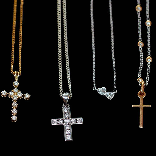 Diamond & Solid Gold Cross Necklaces