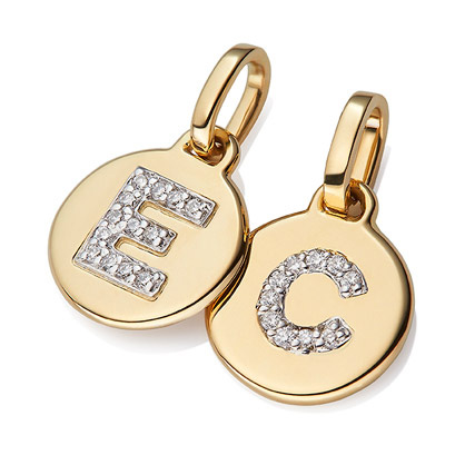 Initial Diamond Pendant Gold Charms