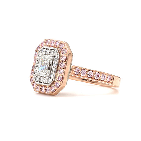 Pink Halo Engagement Diamond Ring