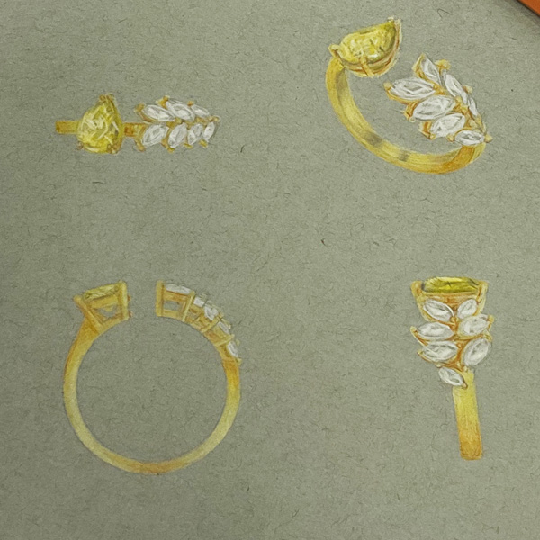 Toi et Moi Engagement Ring with White & Yellow Diamonds