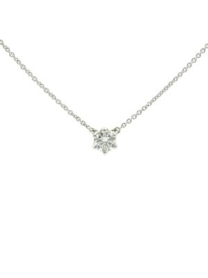  Six Claw Solitaire Diamond Pendant Necklace