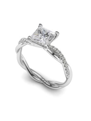  Intertwined Princess Cut Diamond Pave Engagement Ring