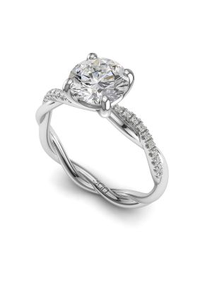  Intertwined Round Brilliant Cut Diamond Pave Engagement Ring