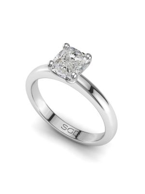  Four Claw Hourglass Cushion Cut Solitaire Ring