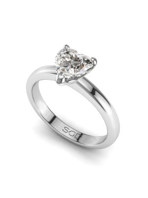  Three Claw Hourglass Heart Cut Solitaire Ring