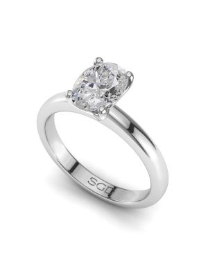  Four Claw Hourglass Solitaire Oval Cut Ring