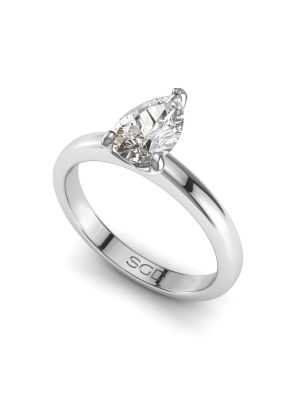  Three Claw Hourglass Pear Cut Solitaire Ring
