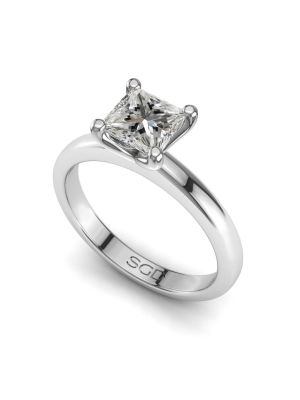  Four Claw Hourglass Princess Cut Solitaire Ring