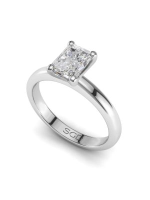  Four Claw Hourglass Radiant Cut Solitaire Ring