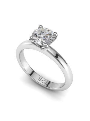  Four Claw Hourglass Round Brilliant Cut Solitaire Ring