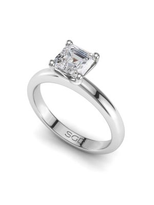  Four Claw Hourglass Square Emerald Cut Solitaire Ring