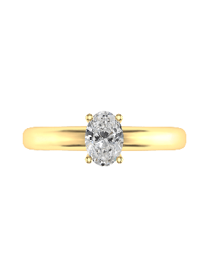  Four Claw Hourglass 0.51ct Oval Cut Solitaire Ring in 18kt Yellow Gold