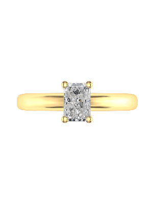  Four Claw Hourglass 0.47ct Radiant Cut Diavik Diamond Solitaire Ring in 18kt Yellow Gold