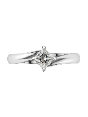  Classic Twist 0.28ct Princess Cut Solitaire Ring in 18kt White Gold
