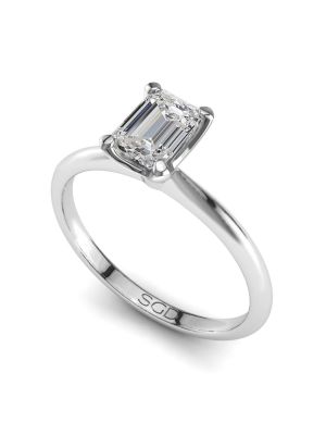  Traditional Emerald Solitaire Diamond Engagement Ring