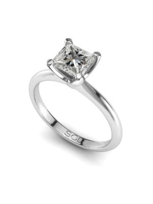  Traditional Princess Solitaire Diamond Engagement Ring