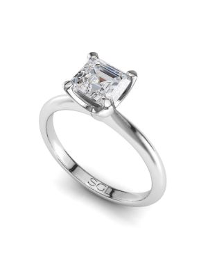  Traditional Square Emerald Solitaire Diamond Engagement Ring