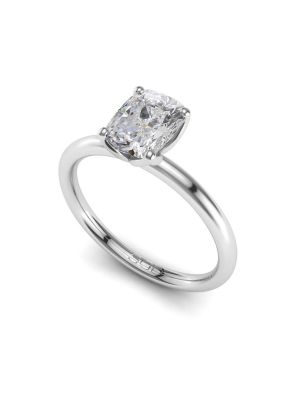  Solitaire Tulip Cushion Cut Diamond Engagement Ring