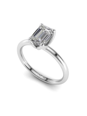  Solitaire Tulip Emerald Cut Diamond Engagement Ring