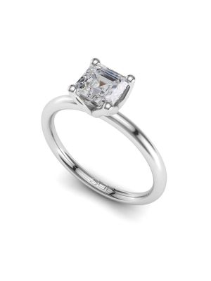  Solitaire Tulip Square Emerald Cut Diamond Engagement Ring