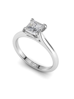  Solitaire Princess Cut Diamond Ring with Tapered Band