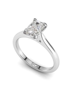  Solitaire Radiant Cut Diamond Ring with Tapered Band
