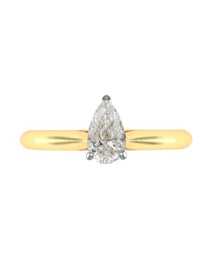  0.42ct Pear Cut Argyle Champagne Diamond Ring with Tapered Band