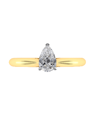  0.42ct Pear Cut Argyle Champagne Diamond Ring with Tapered Band