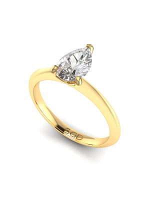  Knife Edge Band 0.60ct Pear Cut Diavik Sourced™ Solitaire Ring in 18kt Yellow Gold