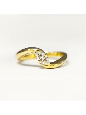  18kt Yellow Gold Bypass Ring with Marquise Cut Diamond