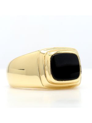  18kt Yellow Gold Gents Black Onyx Ring
