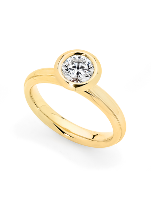  Round Brilliant Bezel Set Diamond Ring in 18k Australian Gold