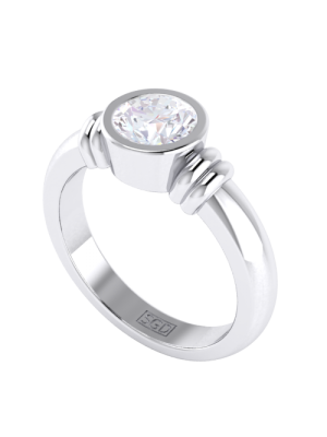  Bezel Set Solitaire Diamond Engagement Ring
