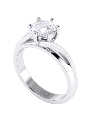  Asymmetrical Claw Set Solitaire Diamond Engagement Ring