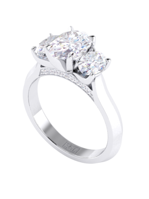  Oval Cut Trilogy Engagement Ring