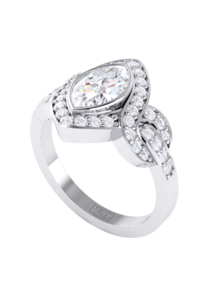  Vintage Inspired Marquise Cut Diamond Halo Engagement Ring