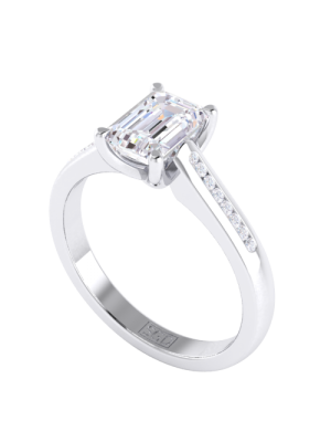  Claw & Channel Set Emerald Cut Diamond Ring