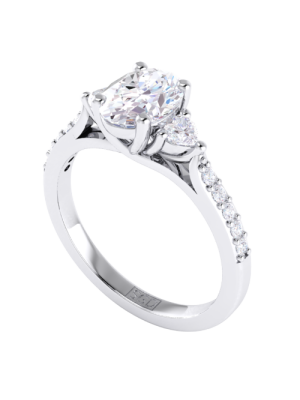  Oval and Heart Cut Trilogy Diamond Ring