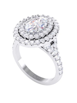  Oval Cut Double Halo Engagement Ring