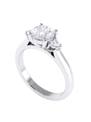  Heart and Round Brilliant Diamond Trilogy Ring