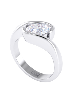  Tilted Pear Cut Diamond Engagement Ring