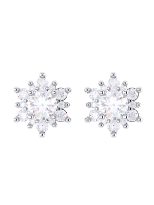 Diamond Flower Stud Earrings