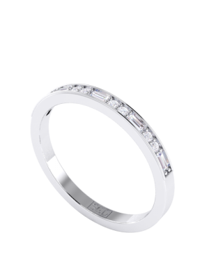 Round Brilliant and Baguette Cut Diamond Ring