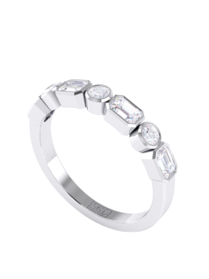  Emerald and Round Brilliant Cut Diamond Ring