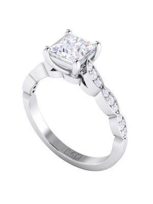  Princess Cut Ring with Marquise Shaped Band