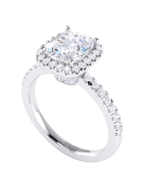  Cushion Cut Diamond Halo Engagement Ring