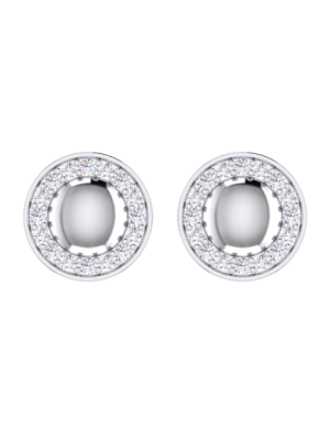  Diamond Halo Gold Dome Stud Earrings